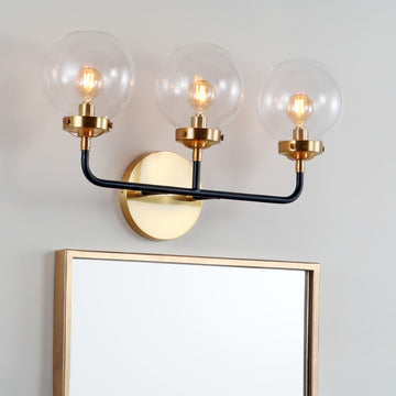 Caleb Brass Vanity Wall Sconce Clear - JONATHAN Y